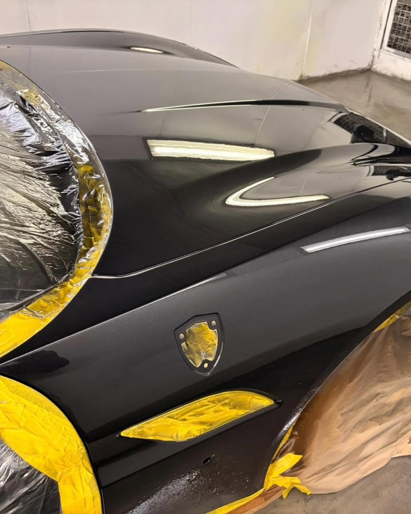 Masked vehicle paintwork during repair